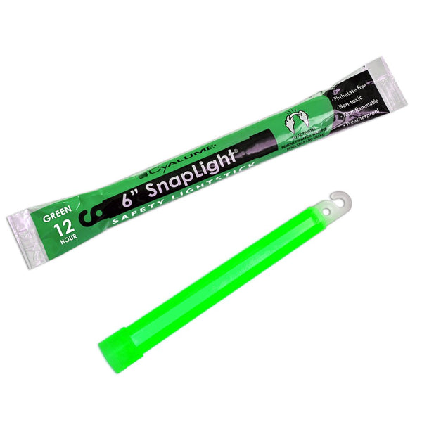 Cyalume Green Glow Sticks - Premium Bright 6" SnapLight Sticks with 12 Hour Duration (10 Pack)