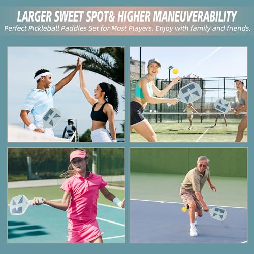 BuyPick Pickleball Paddles Set of 2, USAPA Approved Carbon Fiber Surface Paddles with Anti-Slip Sweat-Absorbing Grip &16MM Racket, Light Pickleball Set with 2 Pickleball Paddle 4 PE Balls& 1 Bag