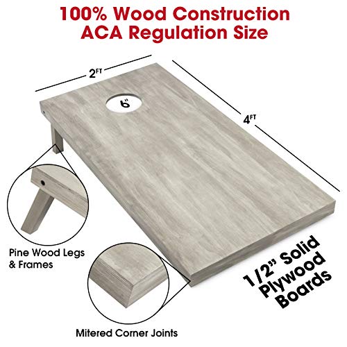 GoSports 4'x2' Regulation Size Wooden Cornhole Boards Set, Includes Carrying Case (CH-02-WS-GRAY)