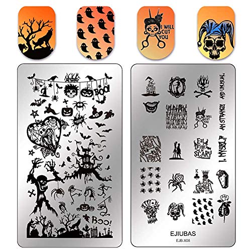 Nail Stamping Kit Christmas Nail Plates - Ejiubas Nail Stamping Plate Nail Art Stamping Kit Nail Polish Stamping Plate Set Halloween Nail Stamping Templates EJB X07 X08