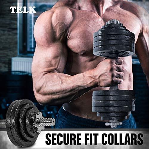 TELK Adjustable Dumbbells (105 LBS Pair) with Gloss Finish and Secure Collars, 65 with Connector, 105 to 200 lbs