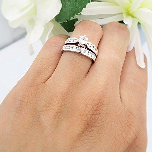 Dazzlingrock Collection 1.00 Carat (ctw) 14K Round Diamond Ladies Bridal Engagement Ring Set 1 CT, White Gold, Size 5