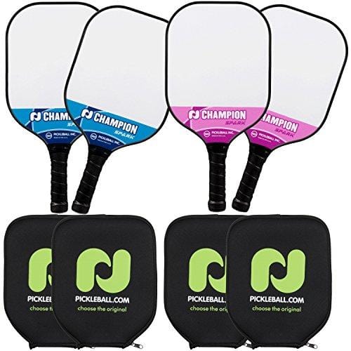 Pickle-Ball Champion Spark Pickleball Paddle | Composite Paddle | Polypropylene Honeycomb Core | Fiberglass Face | Lightweight (2 Blue + 2 Purple + 4 Covers) [product _type] Pickle-Ball - Ultra Pickleball - The Pickleball Paddle MegaStore