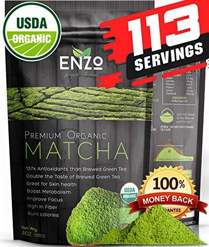 Premium Culinary Organic Matcha Green Tea Powder - USDA Certified Premium Culinary Maccha Zen Buddhist Grade Teas (4oz 113 Servings) Great for Drinking as hot tea, latte , baking