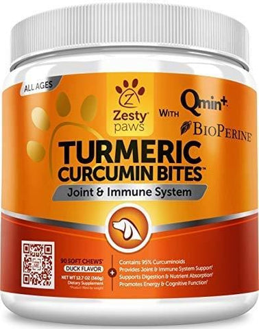 Turmeric Curcumin for Dogs - With 95% Curcuminoids for Hip & Joint + Arthritis Support - Digestive & Mobility + Immune Dog Supplement - With Organic Turmeric, Coconut Oil & BioPerine - 90 Chew Treats