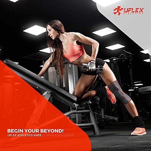 UFlex Athletics Knee Compression Sleeve Support for Running, Jogging, Sports - Brace for Joint Pain Relief, Arthritis and Injury Recovery - Single Wrap Size Medium