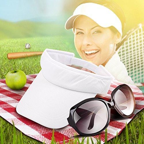 White Sun Visors for Women and Girls, Long Brim Thicker Sweatband Adjustable Hats Caps for Cycling Fishing Tennis Running Jogging and Other Sports