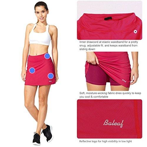 Baleaf Women's Active Athletic Skort Lightweight Skirt with Pockets for Running Tennis Golf Workout Deep Pink Size XS