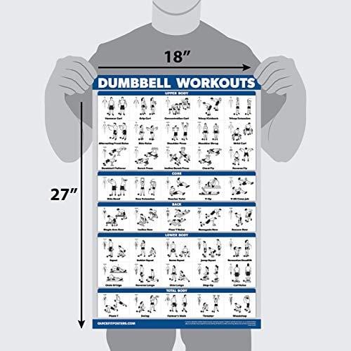 10 Pack - Exercise Workout Poster Set - Dumbbell, Suspension, Kettlebell, Resistance Bands, Stretching, Bodyweight, Barbell, Yoga Poses, Exercise Ball, Muscular System (PAPER, NON LAMINATED,18" x 27")