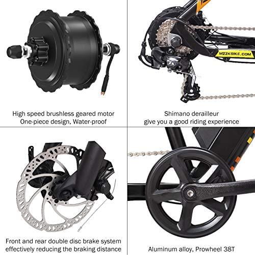MZZK 500W Electric Mountain Snow Bike with 26 Inch Fat Tires and Removable 48V 13Ah Li-on Battery (Black)