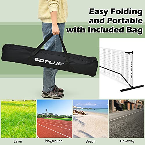 Goplus Portable Pickleball Net System, 22 FT Regulation Size Net W/ Steel Frame, an 600D Oxford Fabric Carry Bag, Quick Set, All-Weather-Condition Pickleball Net for Indoor and Outdoor