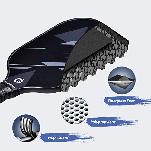 niupipo Pickleball Paddles, Pickleball Set, 2 Pickleball Rackets, 4 Pickleball Balls and 1 Pickleball Bag, Fiberglass Surface, Polypropylene Honeycomb Core, Lightweight Pickleball Paddle