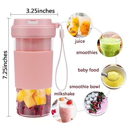 Portable Blender USB Rechargeable, CREATIVE DESIGN Small Blender Cordless Personal Blender for Shakes and Smoothies, 300ml Juice Cup for Travel Home Office