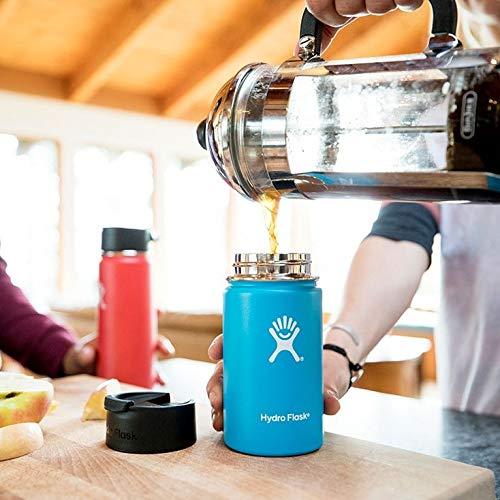 Hydro Flask Wide Mouth Vacuum Insulated Stainless Steel Water Bottle/Travel Coffee Mug with BPA Free Hydro Flip Cap and Soft Silicone Flex Boot (Black)