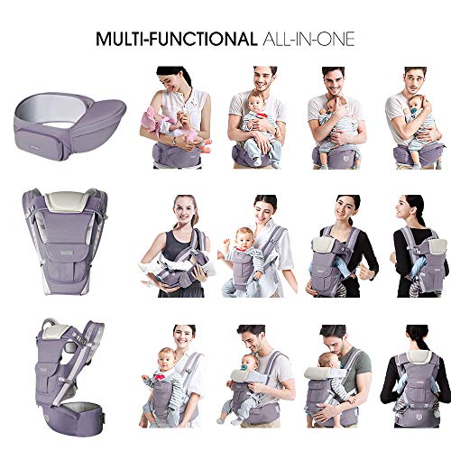 Unichart 360 All Carry Positions Baby Carrier Baby Hip Seat Carrier Perfect Baby Shower Gift (Grey)