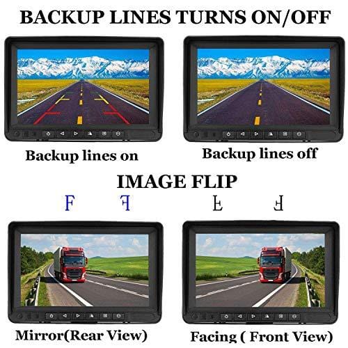 FHD 1080P Digital Wireless Dual Backup Camera 7'' Monitor Kit Split Screen for Trailer/RV/Truck/Camper Rear/Side/Front View Camera Night Vision IP69K Waterproof Driving/Reversing Use