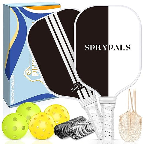 Sprypals Pickleball Paddles, USAPA Approved, Fiberglass Surface Pickleball Set with 2 Rackets, 4 Balls, Bag, Pickleball Paddles Gifts for Beginners& Intermediate Players (Day & Night)