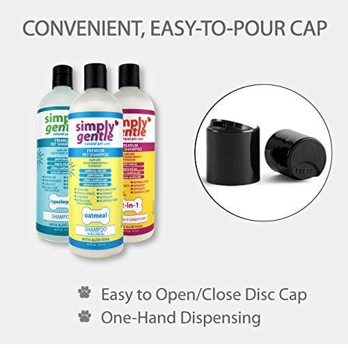 Simply Gentle Natural Pet Shampoo, Hypoallergenic, for All Pets Dogs Cats, 16 oz. [1 Bottle]