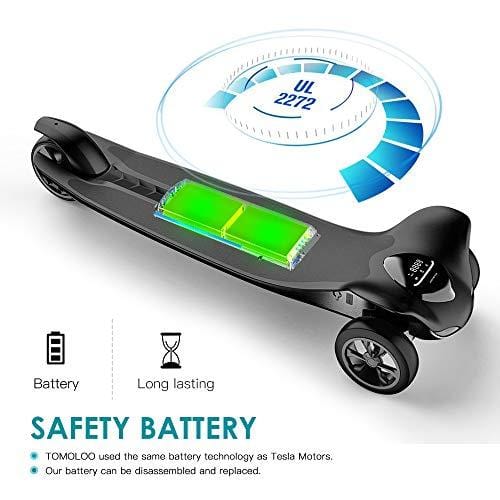TOMOLOO Electric Skateboard and Three Wheels Electric Skateboard for MAX 265 lbs and Smart Electric Scooter Motorized Longboard with UL2272 Certified for Adults and Children
