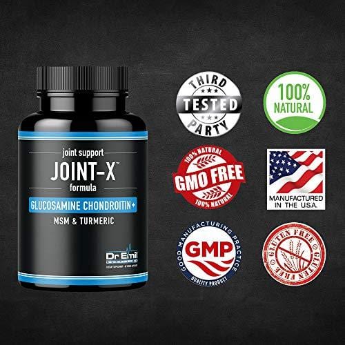 Dr. Emil's Joint Support Formula - Glucosamine Chondroitin, Turmeric & MSM - Doctor Formulated Joint Supplement for Mobility & Pain Relief - for Men & Women (60 Veggie Capsules)