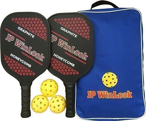 JP WinLook Pickleball Paddle Set - 2 Premium Graphite Rackets Honeycomb Composite Core 3 Balls, Ultra Cushion Grip, Portable Racquet Cover Case Bag Accessories Gift Kit, Men Women Kids Indoor Outdoor [product _type] JP WinLook - Ultra Pickleball - The Pickleball Paddle MegaStore