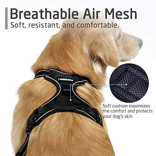 Rabbitgoo  Dog Harness No-Pull Pet Harness Adjustable Outdoor Pet Vest 3M Reflective Oxford Material Vest for Dogs Easy Control for Small Medium Large Dogs (Black, L)
