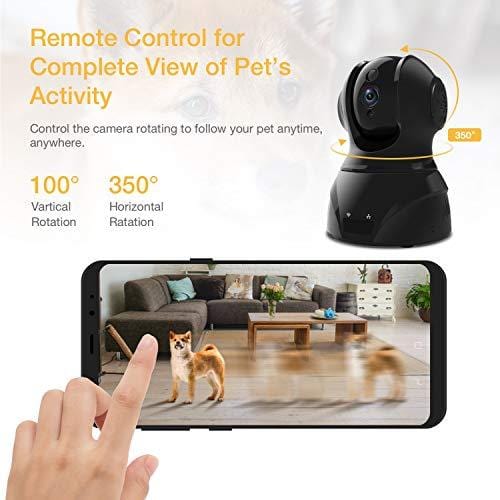 Famisafe Wireless Pet Camera - FHD 1080P Dog Camera 2MP Camera with Pan/Tilt/Zoom, 2-Way Audio, Motion Detection, Night Vision, Remote Monitor for Baby Pet Elder, Work with Alexa (Android/iOS) - Black