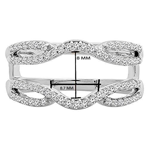 Dazzlingrock Collection 0.35 Carat (ctw) 10K White Diamond Wedding Band Enhancer Guard Double Ring 1/3 CT, White Gold, Size 7