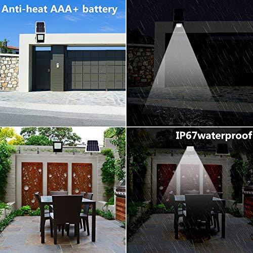 Solar Flood Light with Remote Controller Outdoor&Indoor 1000lumens 120Leds Dusk to Dawn IP67 Waterproof for Garden,Landscape,Yard,Porch,Patio,Garage,Pool,Sign,Billboard (White led/Remote Controller)