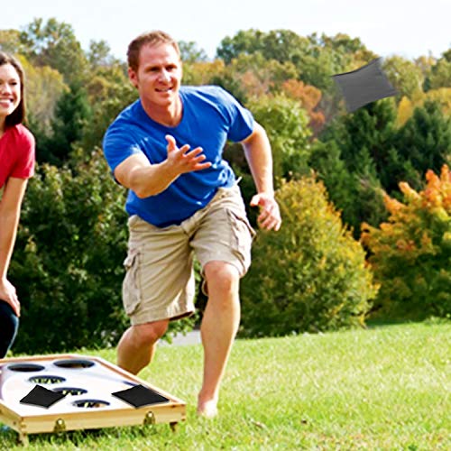 JMEXSUSS Weather Resistant Standard Corn Hole Bags, Set of 8 Regulation Cornhole Bags for Tossing Game (Black/Grey)