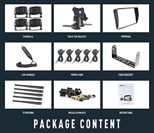 Wireless Backup Camera with Monitor System Split Screen for RV Rearview Reversing Back Camera No Interface IP69 Waterproof + Big 7'' Wireless Monitor for Truck Trailer Heavy Box Truck Motorhome ...