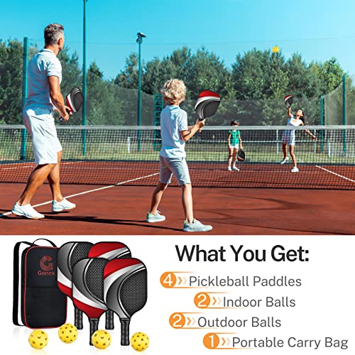 Gonex Pickleball Paddles Set, Graphite Pickleball Paddle Set and 4 Pickleball Balls, Pickleballs Rackets with Portable Bag for Man and Woman