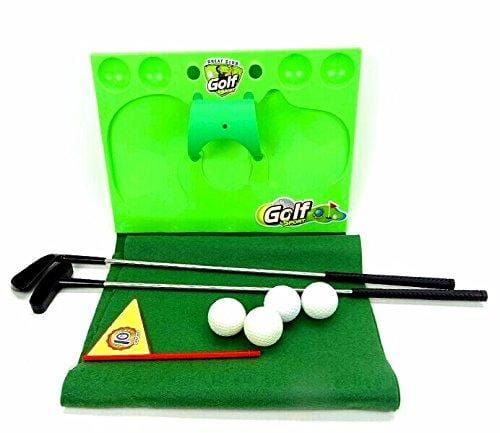 Paradise Treasures Kids Golf Set - Putting Mat Indoor and Outdoor Mini Golf for Children-2 Metal Golf Clubs,4xGolf Balls,Golf Flag and Green