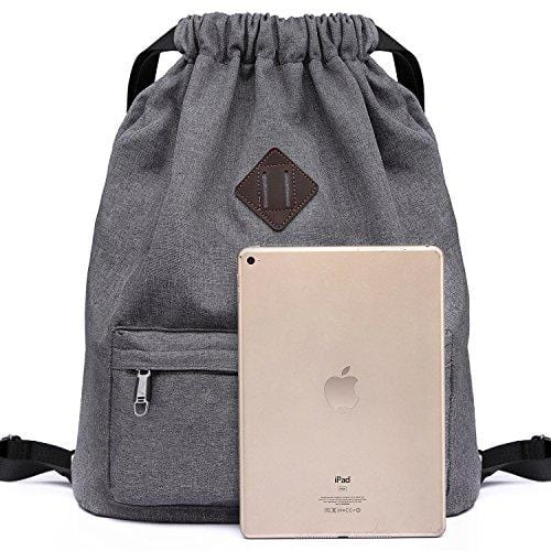 Drawstring Sports Backpack Lightweight Gym Yoga Sackpack Shoulder Rucksack for Men and Women-Dark Grey