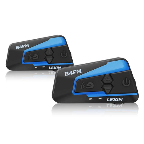 LEXIN 2pcs B4FM Motorcycle Bluetooth Intercom with FM Radio, Motorcycle Helmet Bluetooth Headset Communication With Noise Cancellation Up to 4 Riders, Universal Snowmobile Wireless Interphone