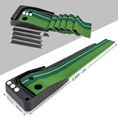 Indoor Golf Putting Green – Portable Mat with Auto Ball Return Function – Mini Golf Practice Training Aid, Game and Gift for Home, Office, Outdoor Use – 3 Bonus Balls [product _type] Abco Tech - Ultra Pickleball - The Pickleball Paddle MegaStore