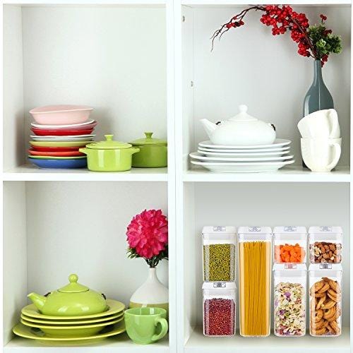 Airtight Food Storage Containers,Vtopmart 7 Pieces BPA Free Plastic Cereal Containers with Easy Lock Lids,for Kitchen Pantry Organization and Storage,Include 24 Free Chalkboard Labels and 1 Marker