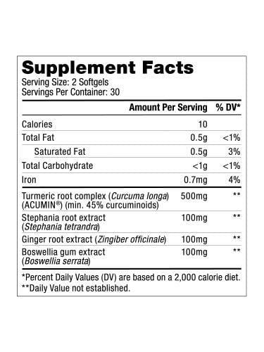 Bulletproof Curcumin Max, Bioavailable Natural Turmeric Complex, Ginger, Boswellia, Stephania, Enhanced Absorption Brain Octane MCT Softgels (60 Softgels)