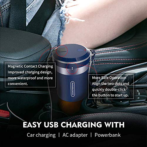 Portable Blender,AUZKIN Cordless Mini Personal Blender Small Smoothie Blender USB Fruit Juicer Mixer - Home Outdoor Travel Office - USB Rechargeable,IP68 Waterproof, BPA Free