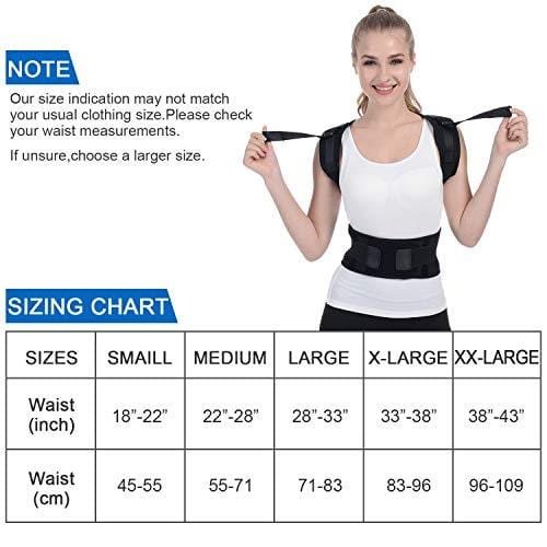 Back Brace Posture Corrector XL for Women Men with Magnetic Stone Adjustable Neoprene Straps Improves Posture and Provides Lumbar Support for Lower and Upper Back Pain