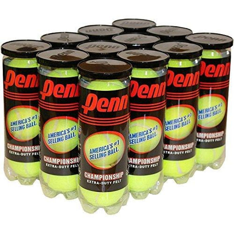 Penn Natural Rubber Championship Extra Duty Tennis Ball Case (12 cans, 36 Balls), Yellow