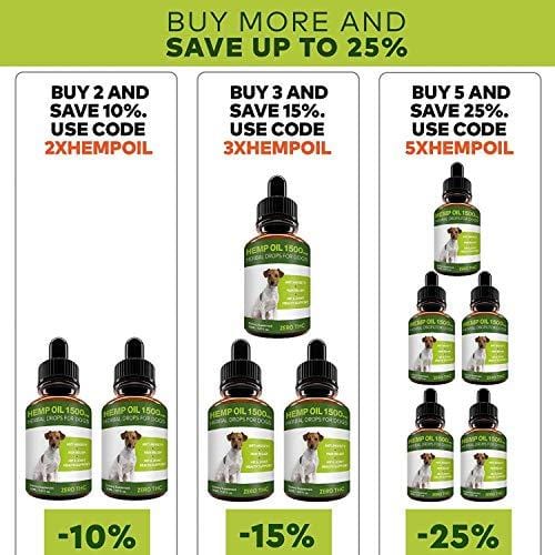 Pawesome Hemp Oil for Dogs Cats - 1500 MG Made in USA Hemp Extract - Organic Pet Hemp Oil - Natural Arthritis Pain Relief, Support Hip & Joint Health, Separation Anxiety, Omega-3, 6