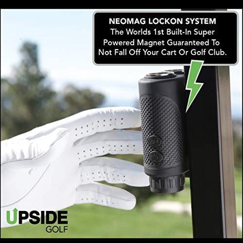 Upside Golf LOCKON Rangefinder - Worlds First Built-in Magnet, Pinseeker Lock, Slope Mode, 6X Laser Rangefinder 650+ Yards, Accurate Distance to 1 Yard, Water Resistant Tournament Legal Rangefinder