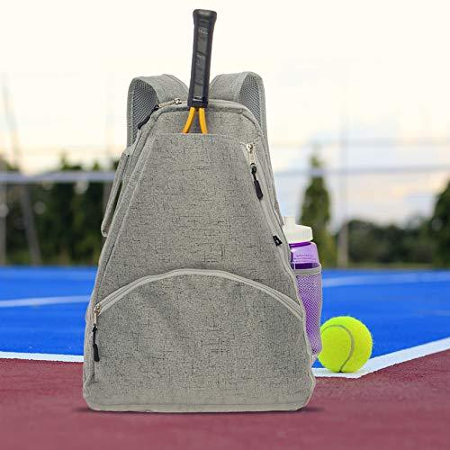 LISH Men's Court Advantage Tennis Backpack - Racket Holder Equipment Bag for Tennis, Racquetball, Squash (Grey)