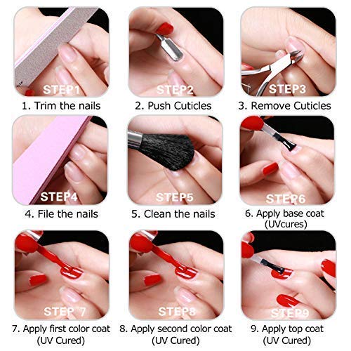 Beetles Gel Nail Polish Set, Red Orange Glitter Gel Polish Kit Soak Off Led Lamp Required Nail Gel Polish Kit Nail Art Gift Box