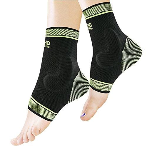 Protle Foot Socks Ankle Brace Compression Support Sleeve with Silicone Gel - Boosts Recovery from Joint Pain, Sprain, Plantar Fasciitis, Heel Spur, Achilles tendonitis (Large, Pair-Black)