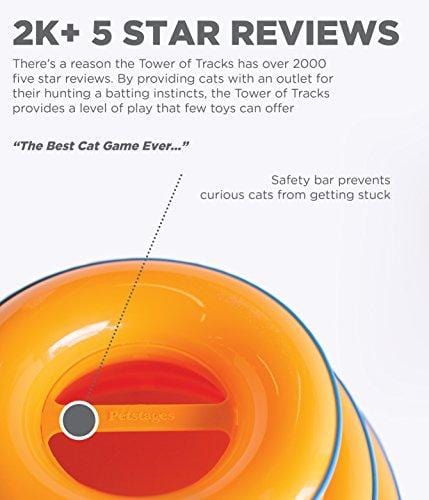 Petstages Tower of Tracks Cat Toy - 3 Levels of Interactive Play - Circle Track with Moving Balls Satisfies Kitty's Hunting, Chasing, and Exercising Needs