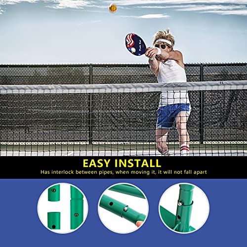 Surnuo Portable Pickleball Net with Wheels for Driveway- Outdoor Regulation Size Pickle Ball Practice Net System for All Ages, Heavy-Duty Steel Frame and Weatherproof Netting,22ft