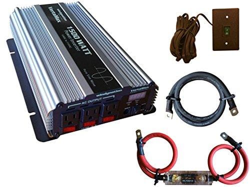 VertaMax Pure SINE Wave 1500 Watt (3000W Surge) 12V Power Inverter DC to AC Power (Cables + Remote Control Switch + ANL Fuse) - Solar, RV