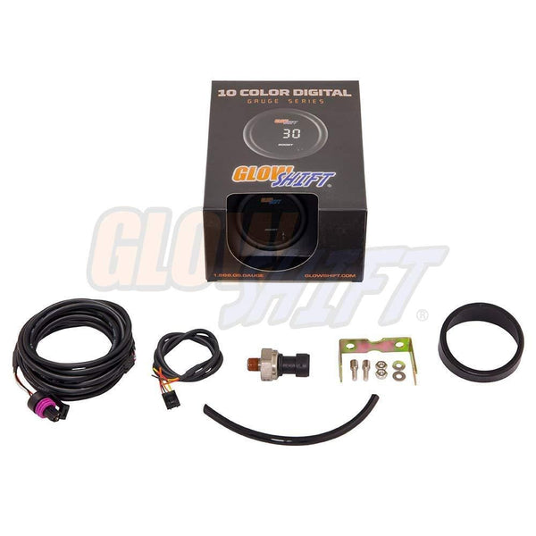 GlowShift 10 Color Digital 60 PSI Boost Gauge Kit - Includes Electronic Pressure Sensor - Multi-Color LED Display - Tinted Lens - for Diesel Trucks - 2-1/16" (52mm)